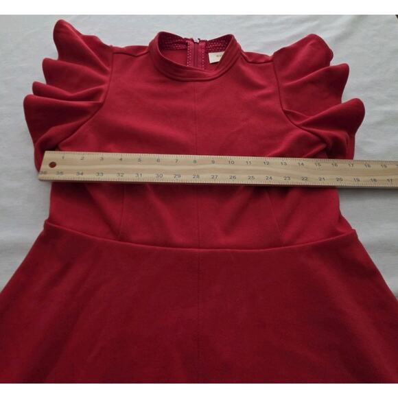 Maeve Anthropologie Red Deana Dress Holiday Flutter Sleeve Party Dress Sz Medium - Picture 6 of 16